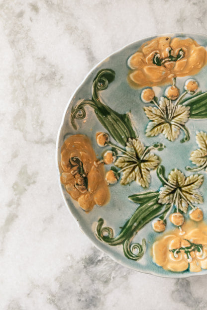 Yellow Flower Majolica Plate
