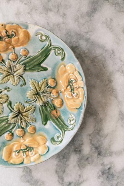 Yellow Flower Majolica Plate