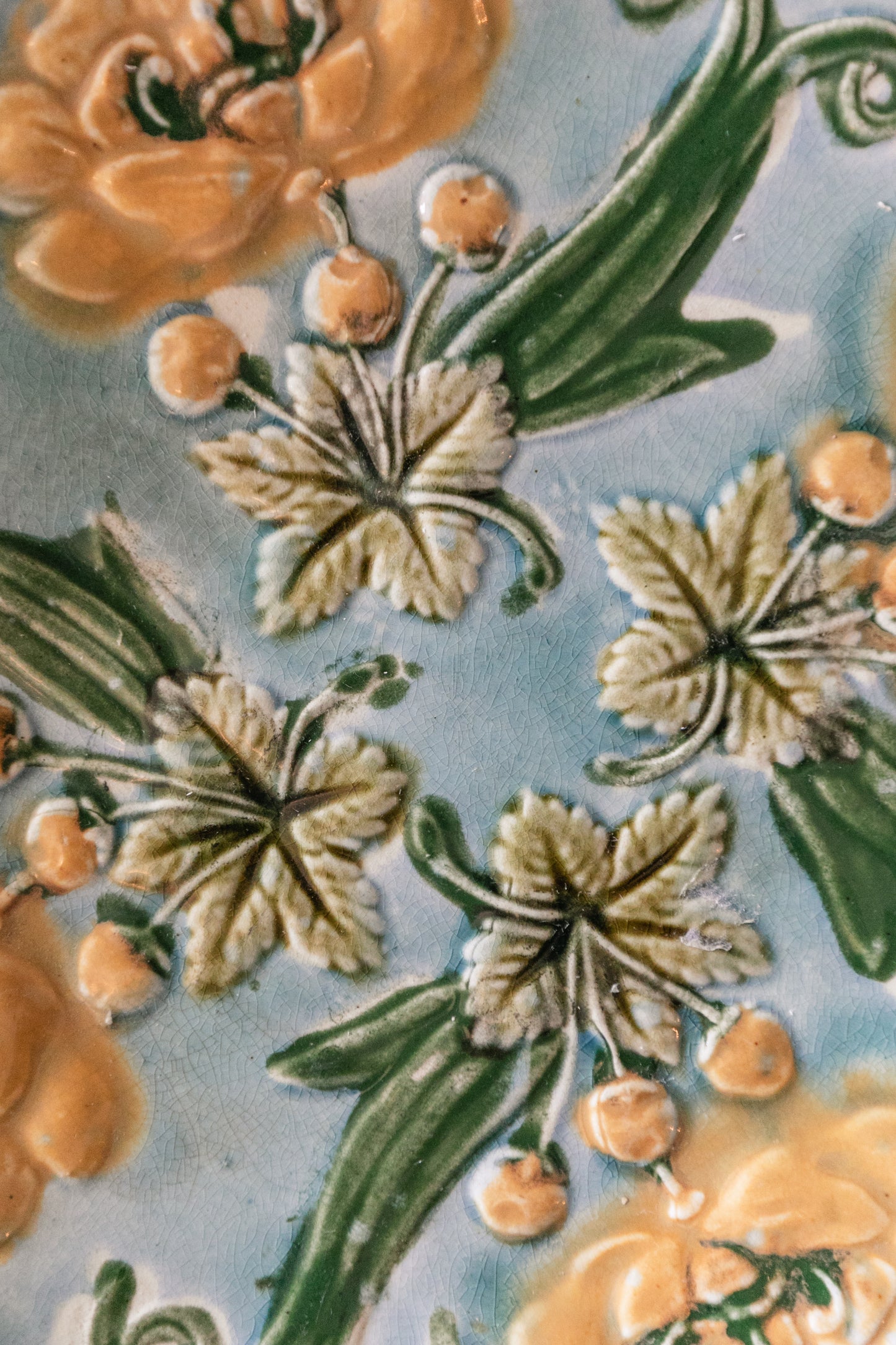 Yellow Flower Majolica Plate