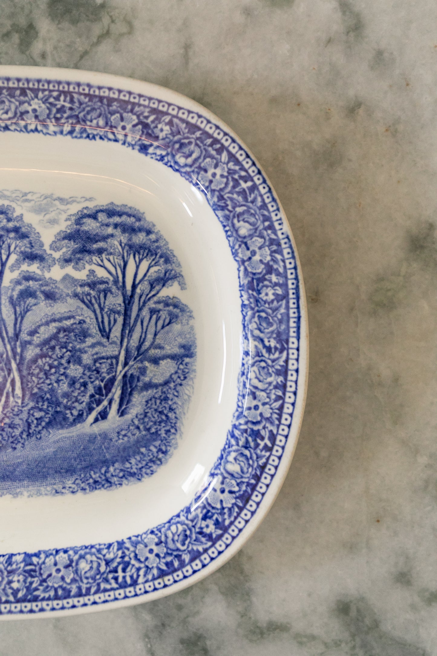 Small Blue and White English Platter