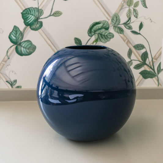 Vintage Navy Orb Vase