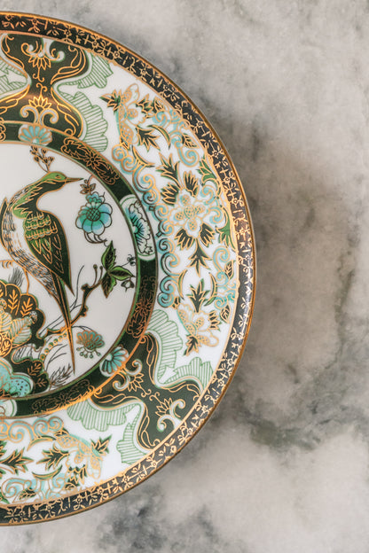 Green Peacock and Floral Motif Plate