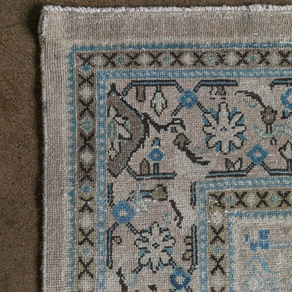Vintage Persian (9x12) Cream and Blue Floral Rug