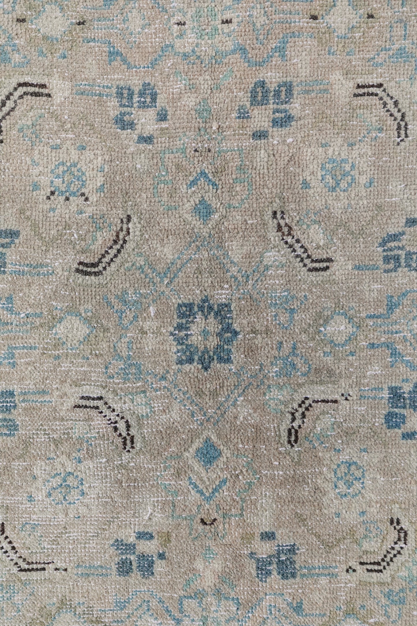 Vintage Persian (9x12) Cream and Blue Floral Rug