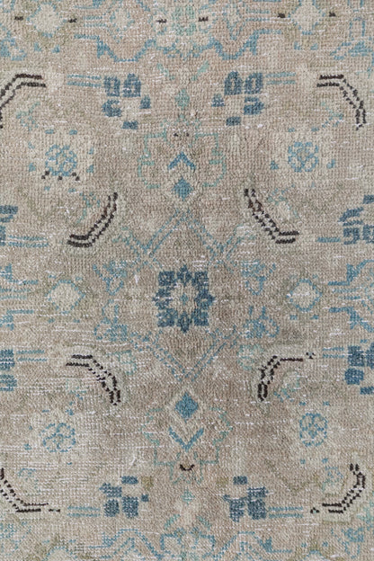 Vintage Persian (9x12) Cream and Blue Floral Rug