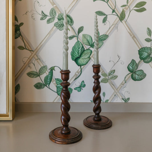 Barley Twist Wooden Candlesticks