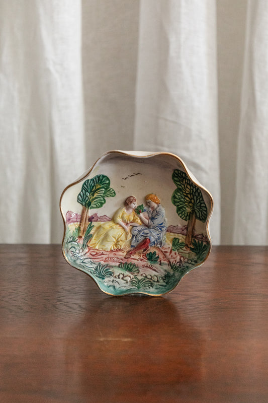 Scalloped Trinket Dish with Figures