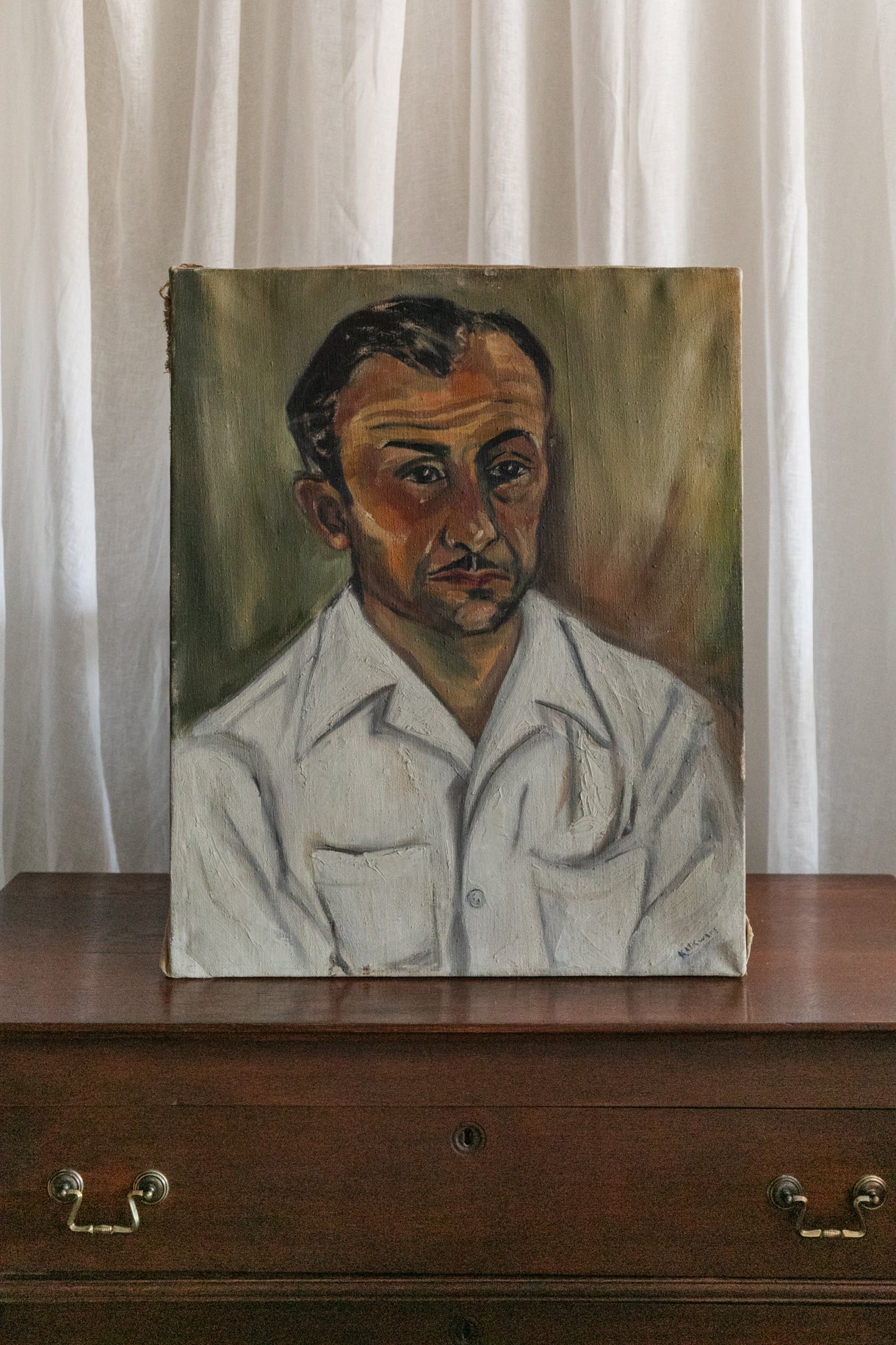 Man in White Shirt, Oil on Canvas