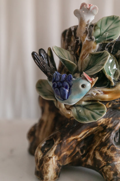 Majolica Vase w/ Little Bird