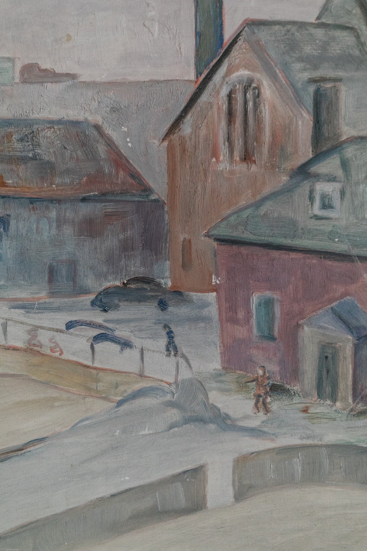 Buildings with Church Spire, Framed Original