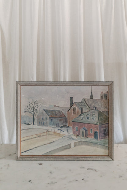 Buildings with Church Spire, Framed Original