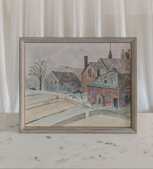 Buildings with Church Spire, Framed Original