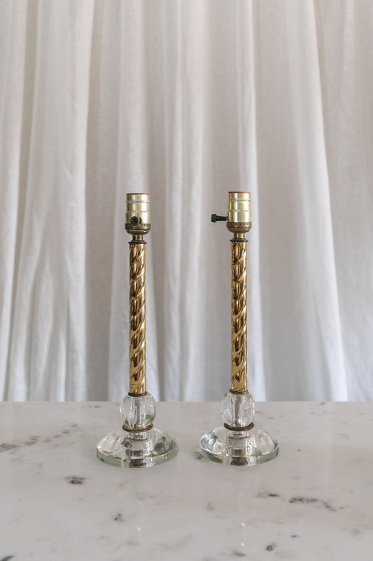 Brass/Glass Lamps, 2 Available