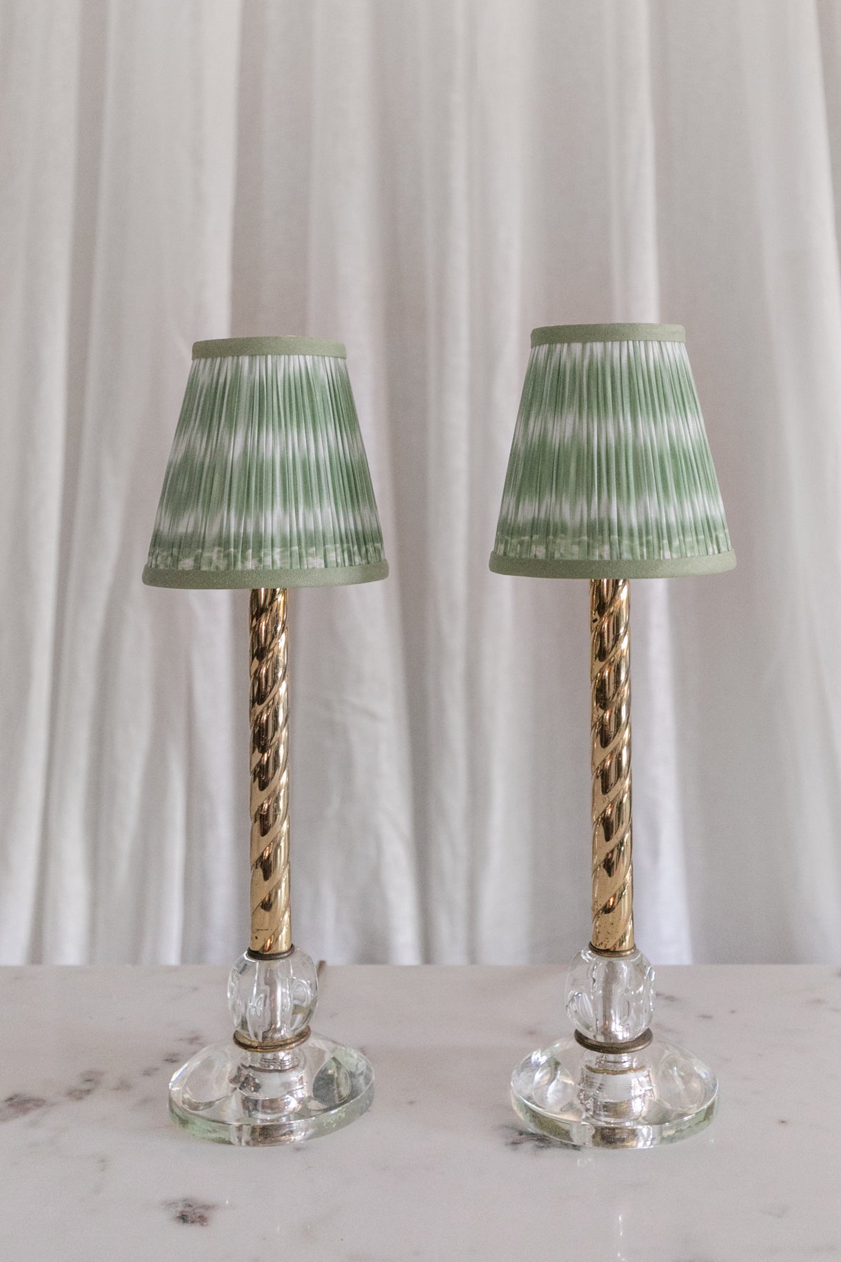 Brass/Glass Lamps, 2 Available