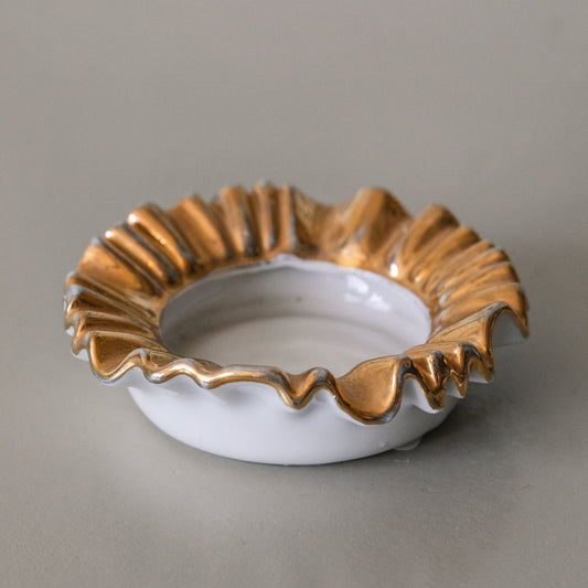 Vintage Gold Ruffle Ring Dish