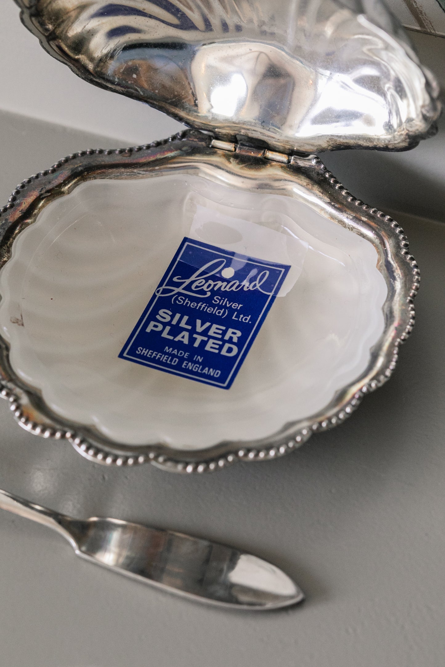 Silverplate Dish and Knife