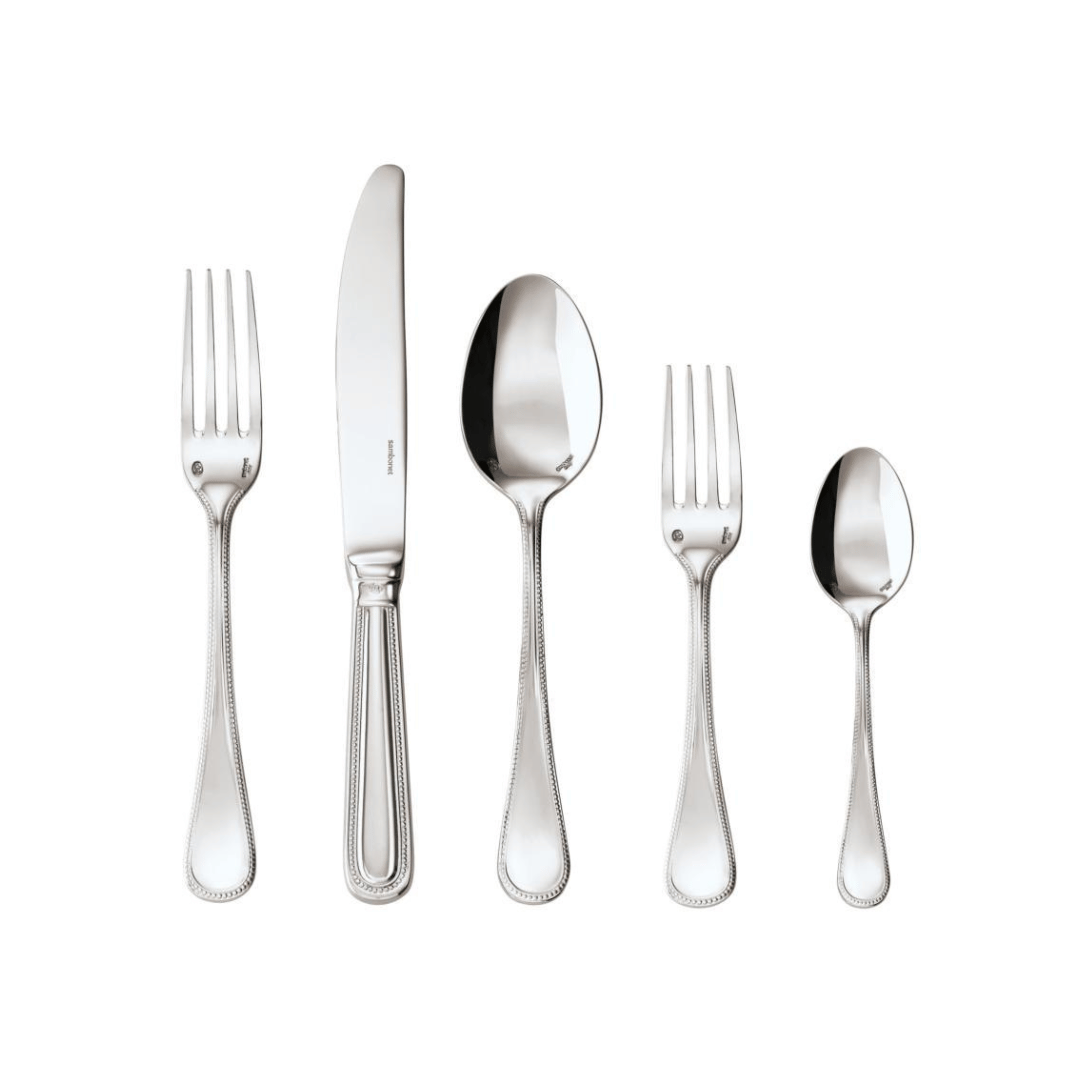 Perles Stainless Steel 5-Piece Flatware + Serving Pieces (Sambonet)