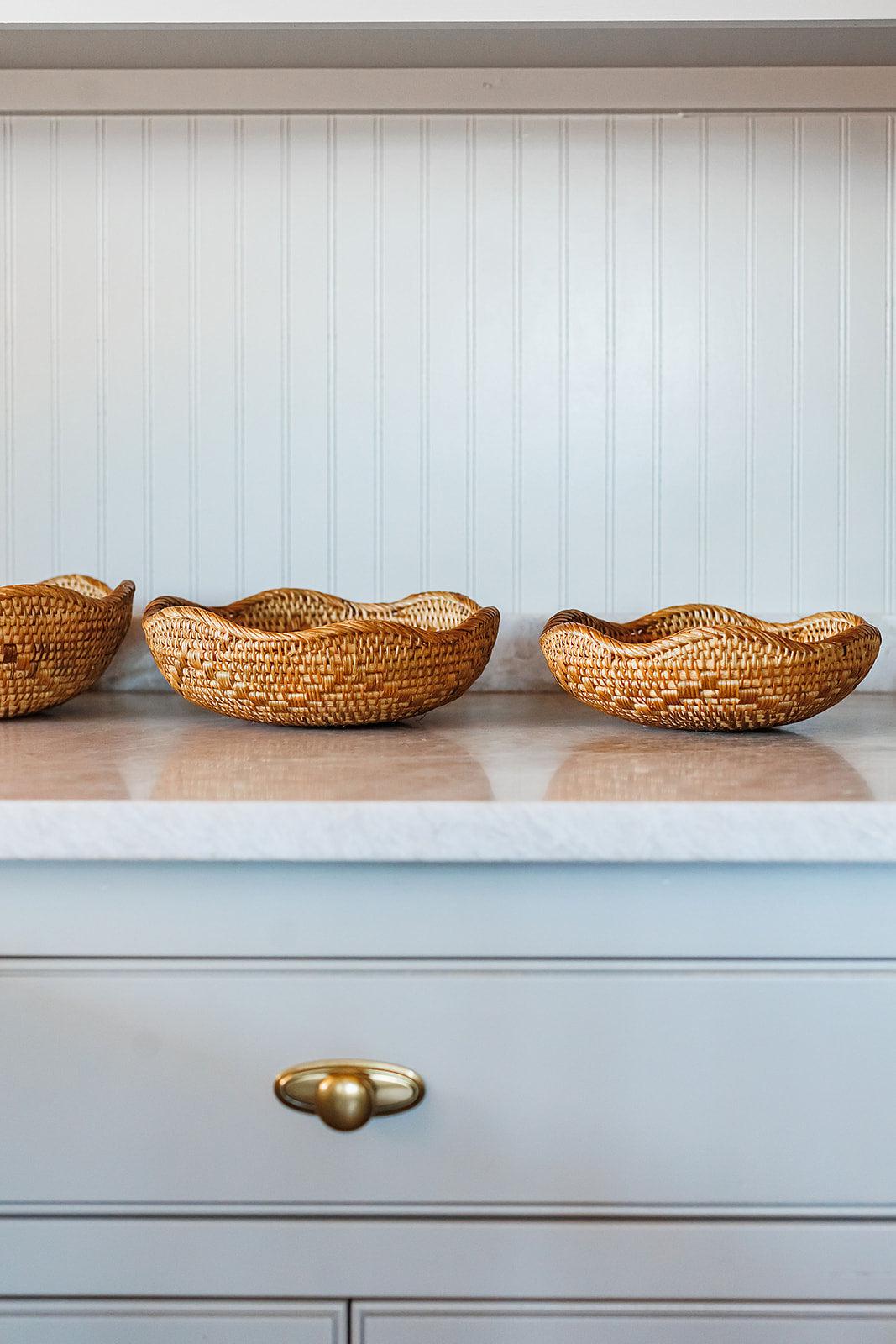 rattan bowls set of 3 small medium large oakstreet shoppe scallop