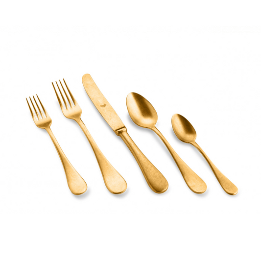 Michelangelo Vintage Oro 5-Piece Flatware + Serving Pieces (Mepra)