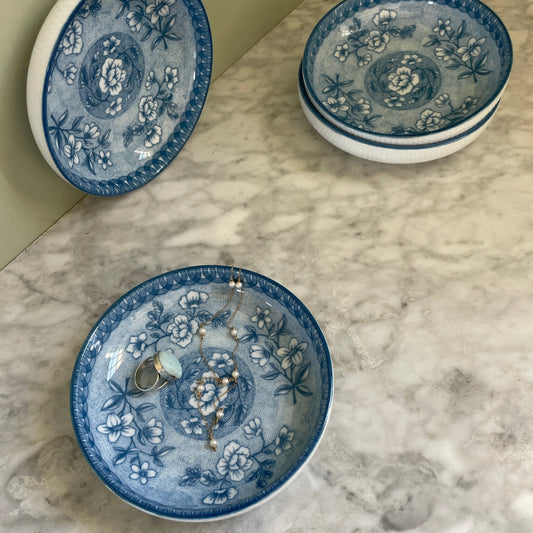 Vintage Blue and White Shallow Bowls