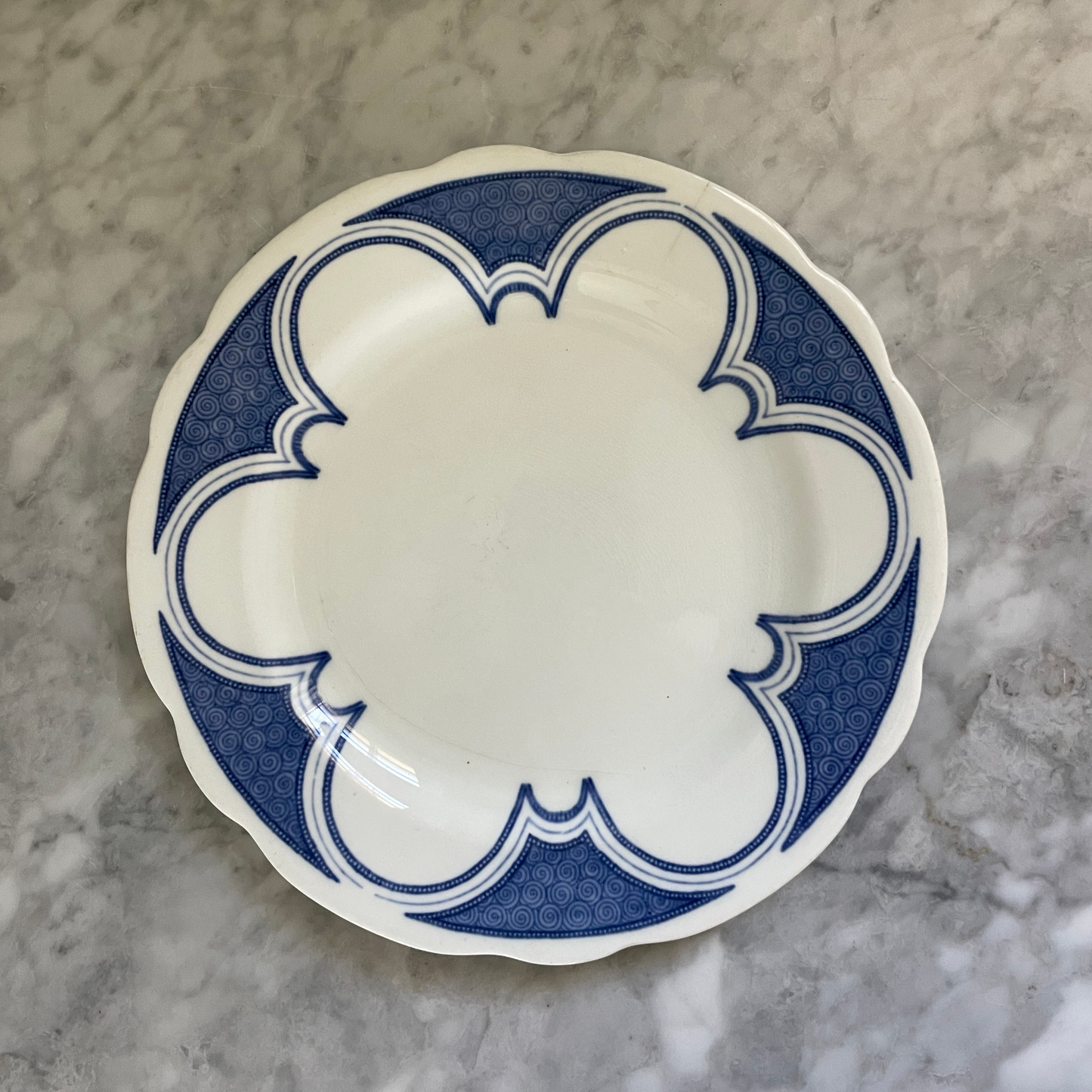 Blue and White Scalloped Plate (Vintage)