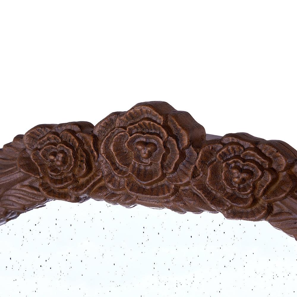 Hand Carved Rose Mirror, Small