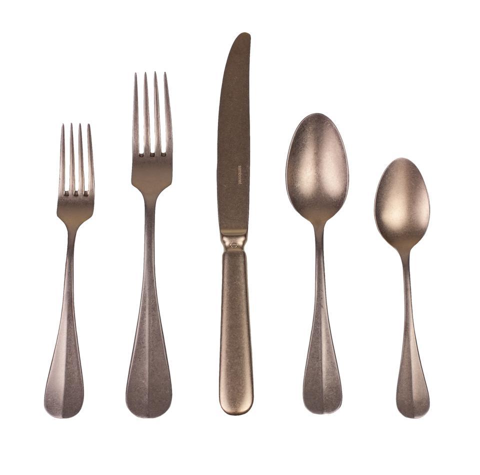 Baguette Copper 5-Piece Flatware + Serving Pieces (Sambonet)