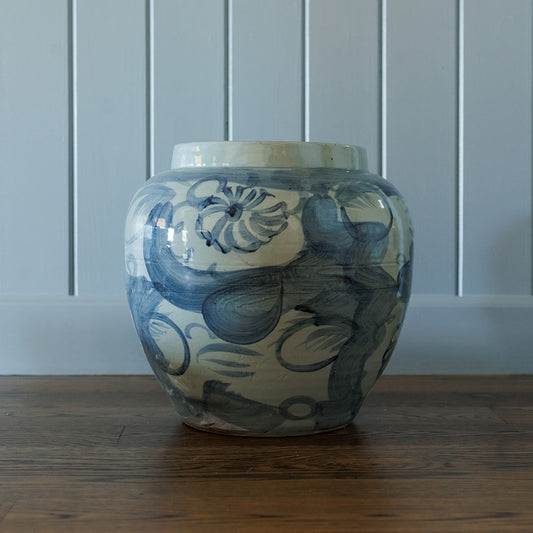 Blue and White Twisted Flower Jar