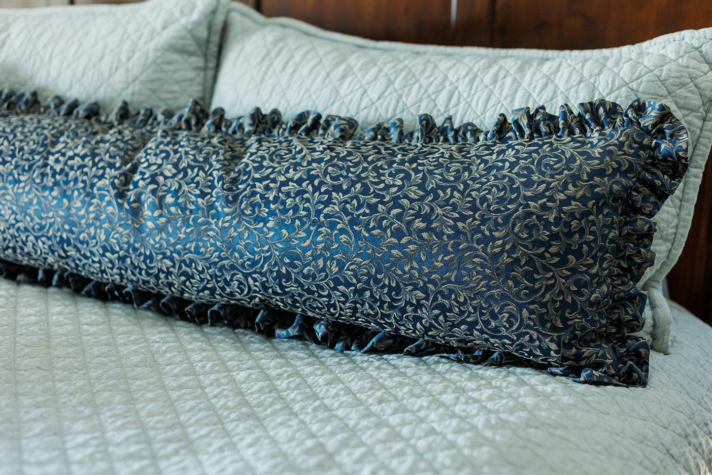 Navy and Gold Ruffle Lumbar