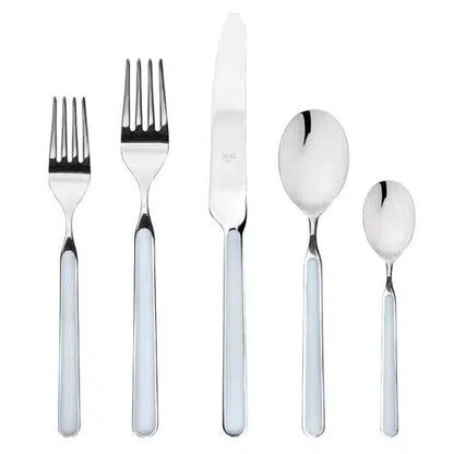 Fantasia Light Blue 5-Piece Flatware + Serving Pieces (Mepra)