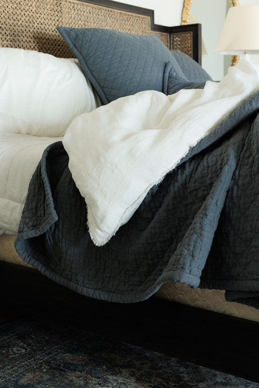 Quilted Linen Bedding Collection, Flagstone