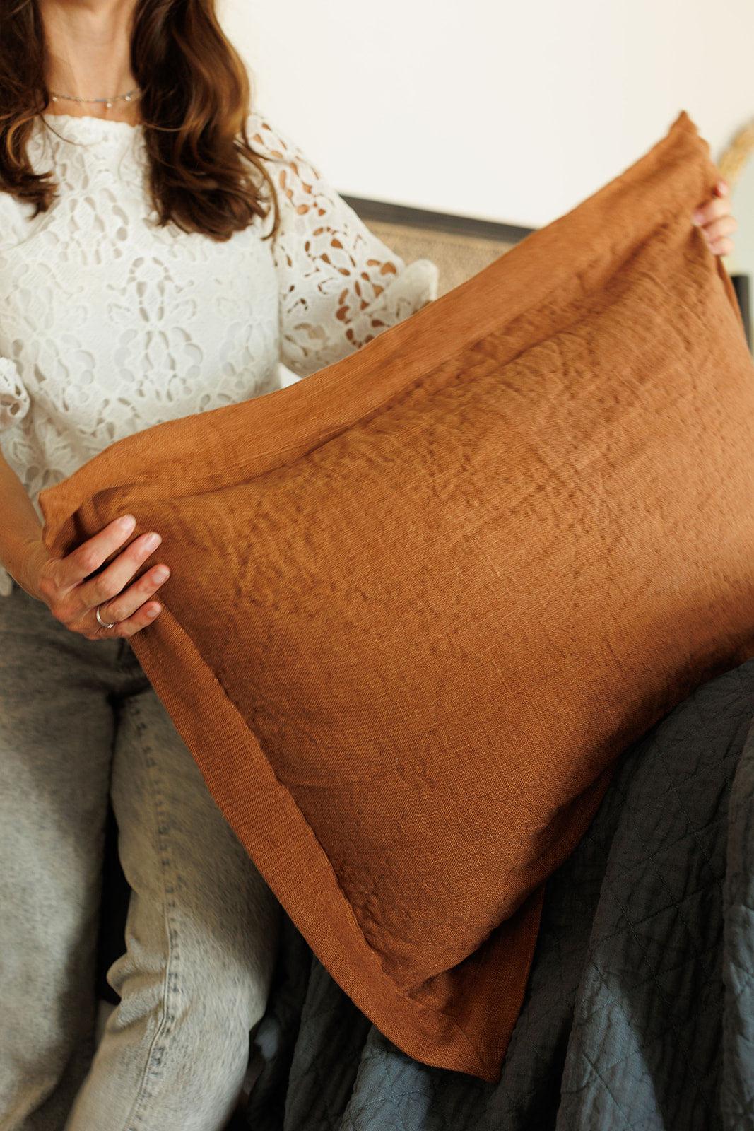 Stitched Linen Bedding Collection, Sienna