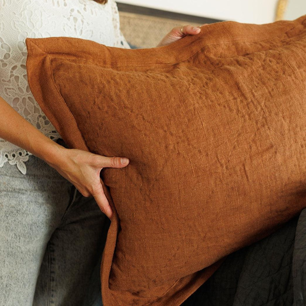 Stitched Linen Bedding Collection, Sienna