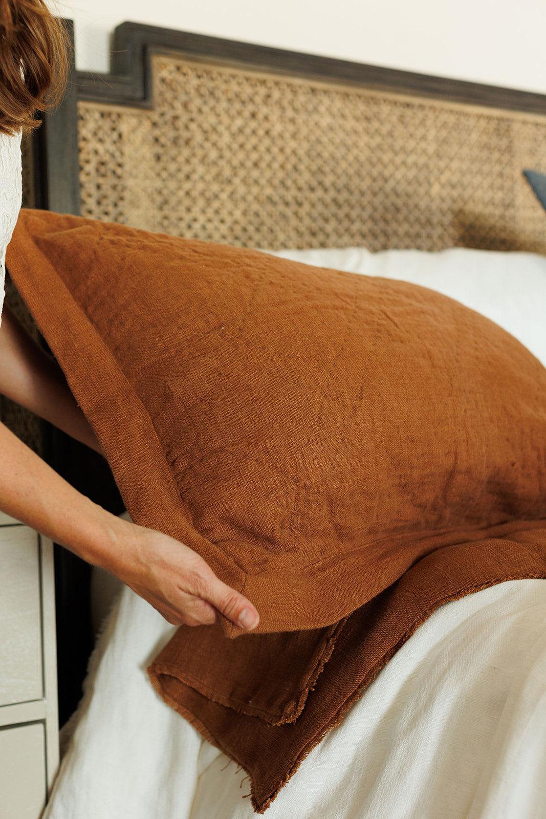 Stitched Linen Bedding Collection, Sienna