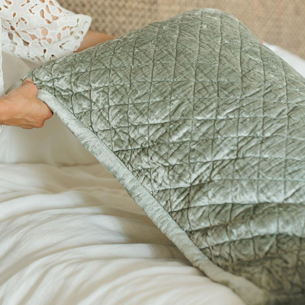 Quilted Luxe Bedding Collection, Evergreen Mist