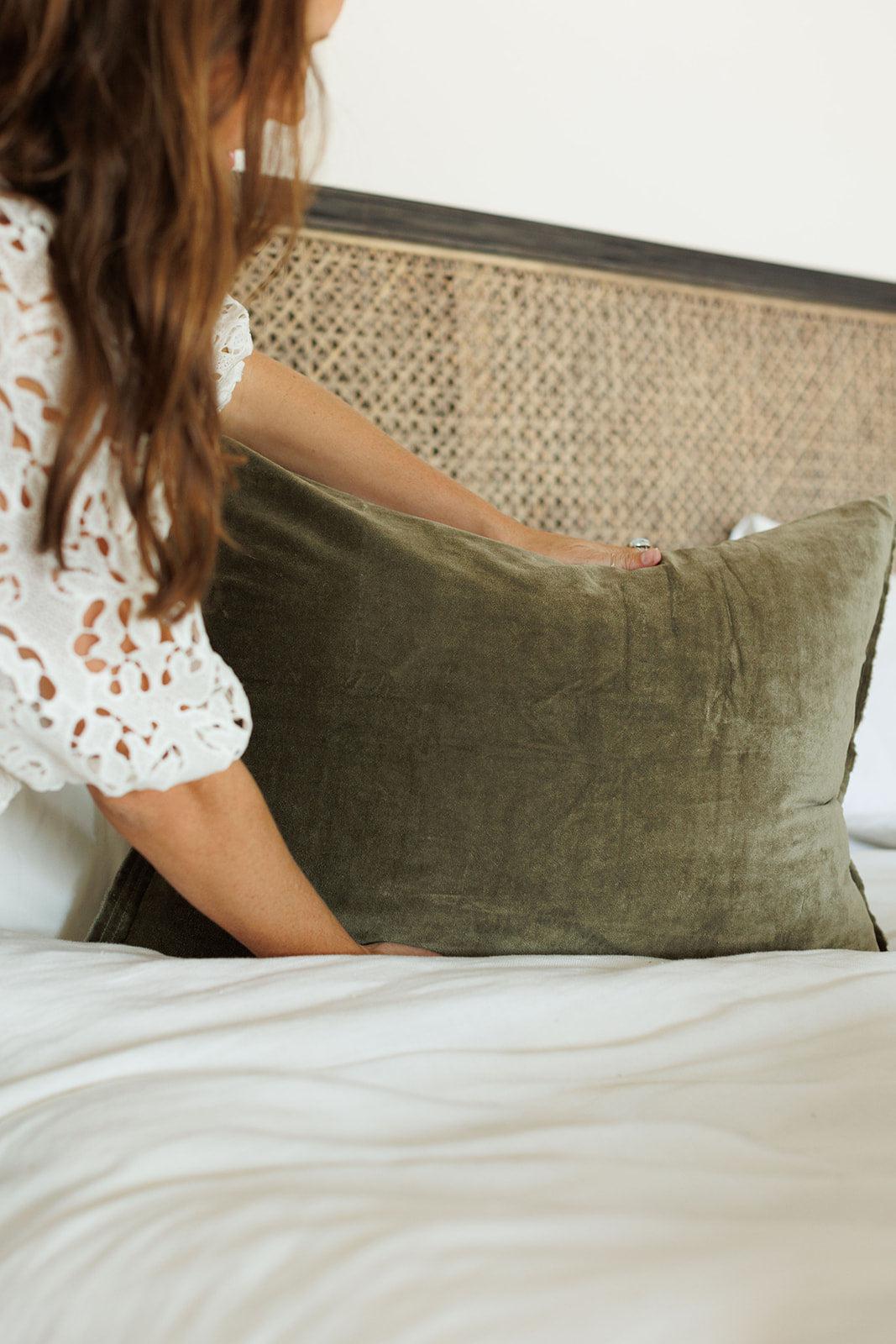 Raw Edge Velvet Bedding Collection, Laurel