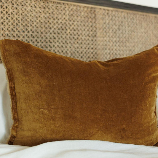 Raw Edge Velvet Bedding Collection, Ochre