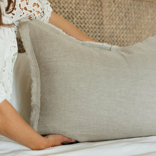 Raw Edge Linen Bedding Collection, Natural
