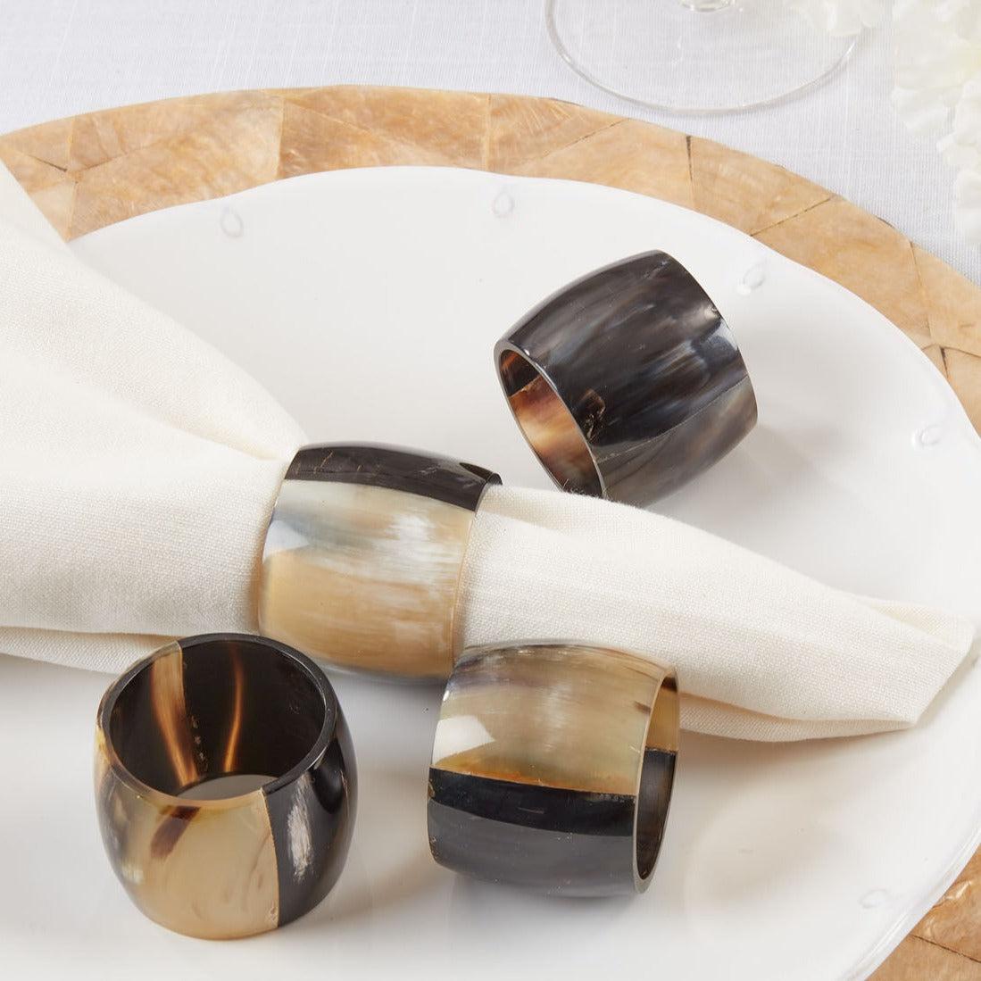 Natural Horn Napkin Rings, Set of 4