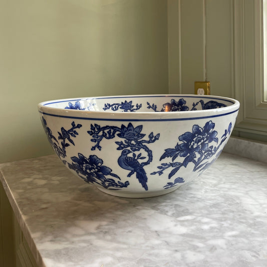 Large Cobalt Blue and White Bowl