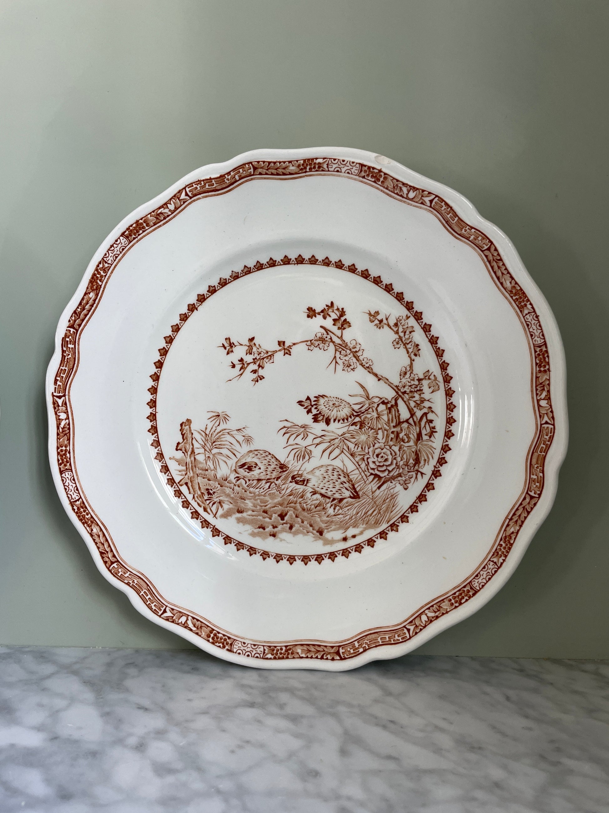 Brown Scallop Edge Plate (2 available)