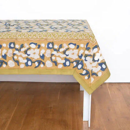 Mustard and Blue Harvest Tablecloth