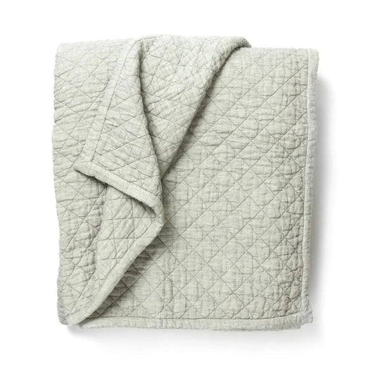 Quilted Linen Bedding Collection, Evergreen Mist