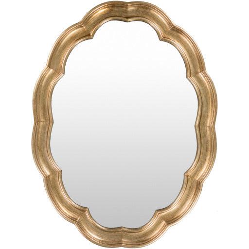 Scalloped Oval Mirror, Gold