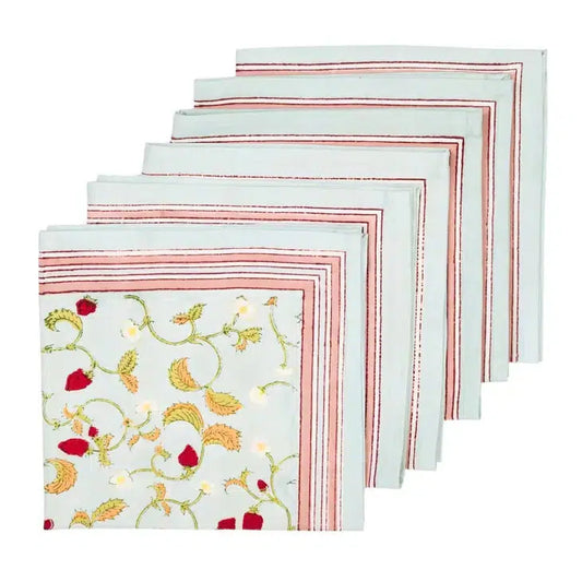 Strawberry Blue Napkins, Set of 6